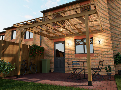 Wooden lean pergola canopy - wooden,