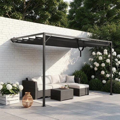 Lean wall metal pergola - to,