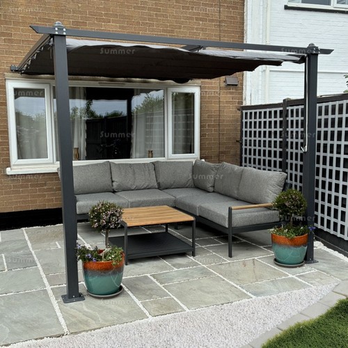 Retractable lean pergola - lean, to